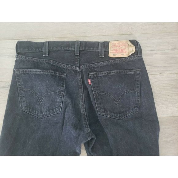 Levis 501 Button Fly Mens Jeans 38×32 Black Denim - Picture 3 of 5